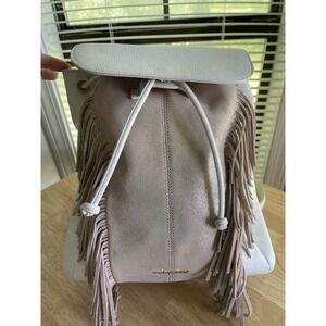 VERA BRADLEY AMY WHITE AND Rose Gold SHIMMER FRINGE BACKPACK LEATHER Drawstring‎